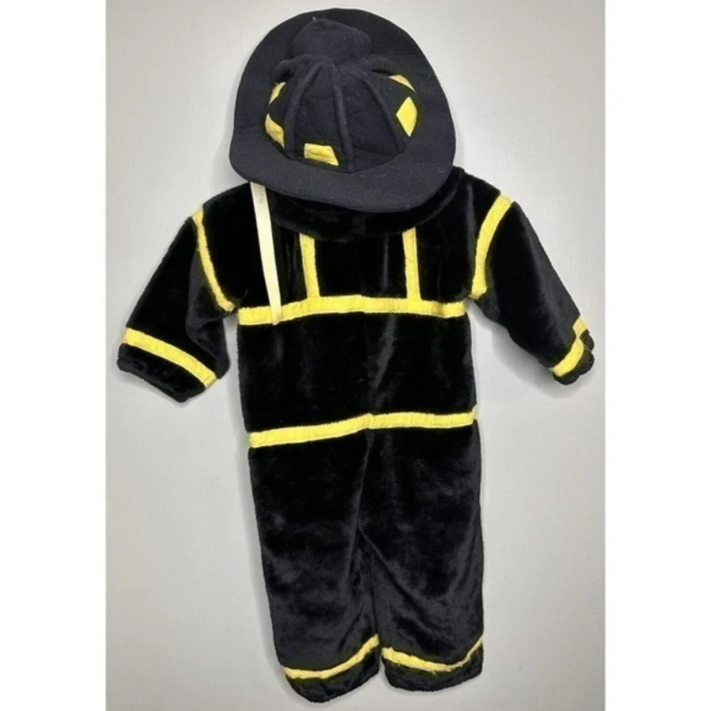 Chrisha Playful Plush Fireman Firefighter Costume Play Full Zip Hat Ages 4-6 VTG